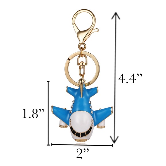 Beautiful Blue and White Crystal Airplane Keychain Charm - Picture 16 of 16
